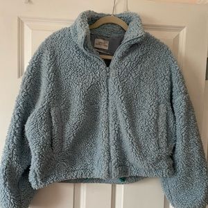 Blue Sherpa Urban Outfitters Cropped Jacket